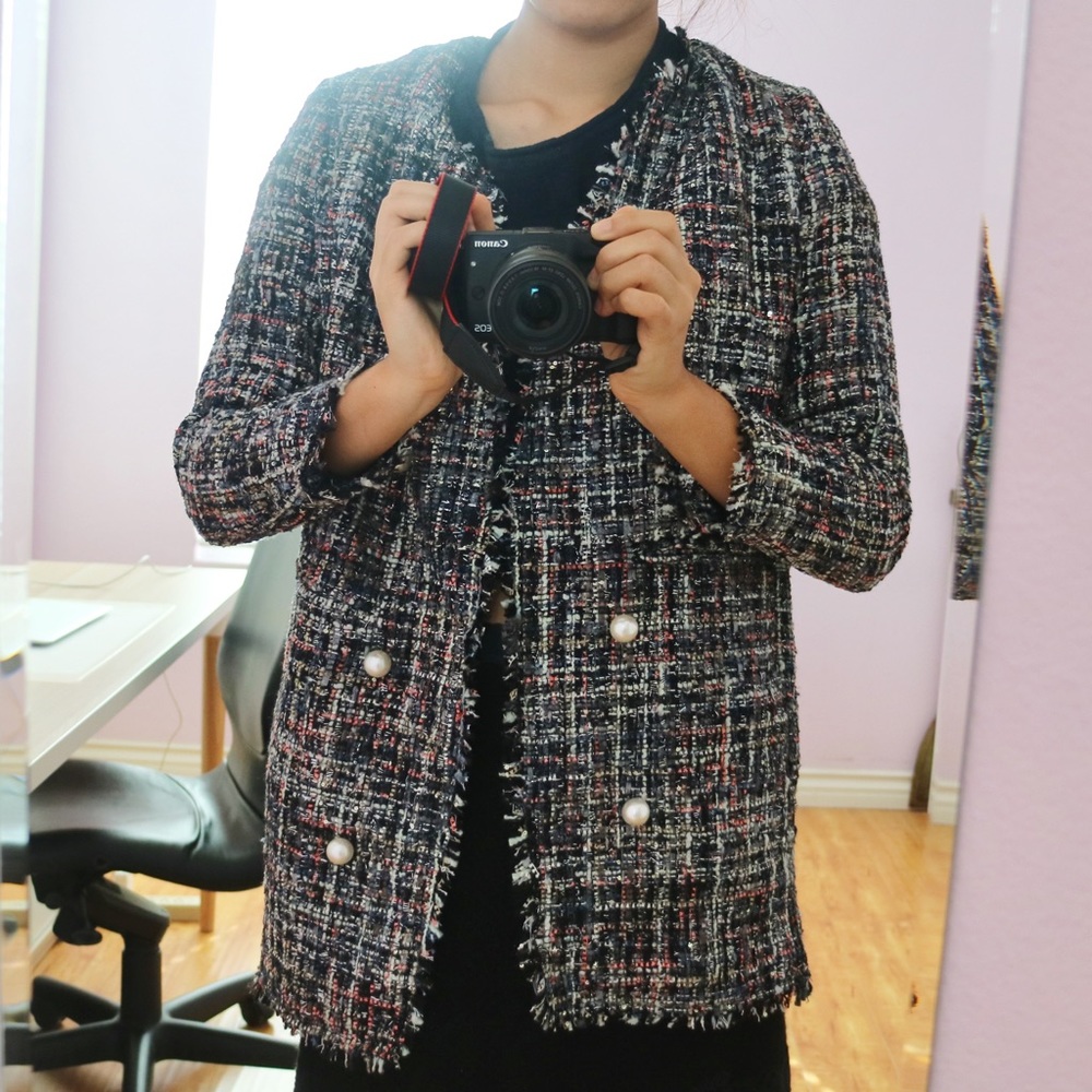 Multicolored Tweed Coat